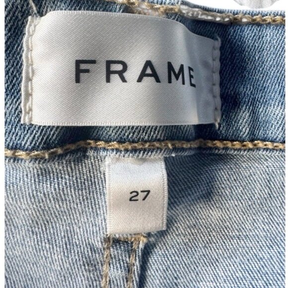 FRAME Le Easy High Waist Raw Hem Flare Jeans Wone's Sz 27 Wilson Raw After Wash - Picture 6 of 10